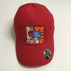 The Black Keys Rock Band Hat Strap Back Cap Red Canvas Lollipop Adjusts RARE NEW